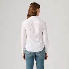 Slim Poplin Button Down Shirt — Bright White - White 4