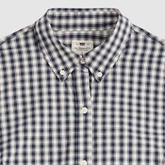 Slim Poplin Button Down Shirt — Jette Check Navy Blazer - Blue 6