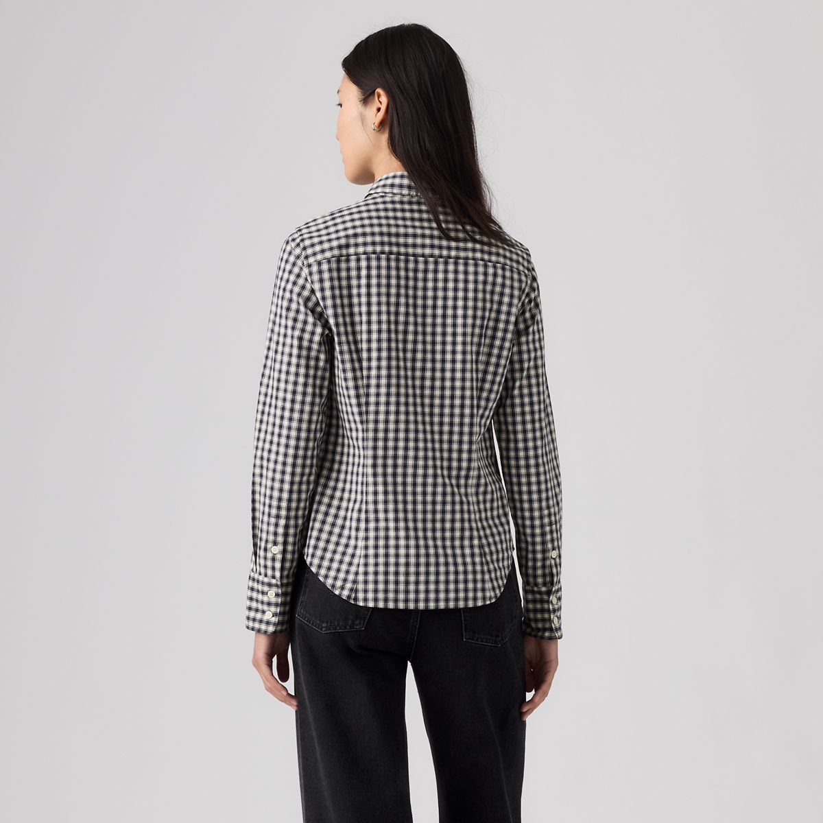 Slim Poplin Button Down Shirt — Jette Check Navy Blazer - Blue