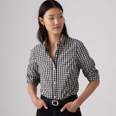 Slim Poplin Button Down Shirt — Jette Check Navy Blazer - Blue 1