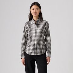 Slim Poplin Button Down Shirt — Jette Check Navy Blazer - Blue 3