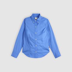 Slim Poplin Button Down Shirt — Delft - Blue 5