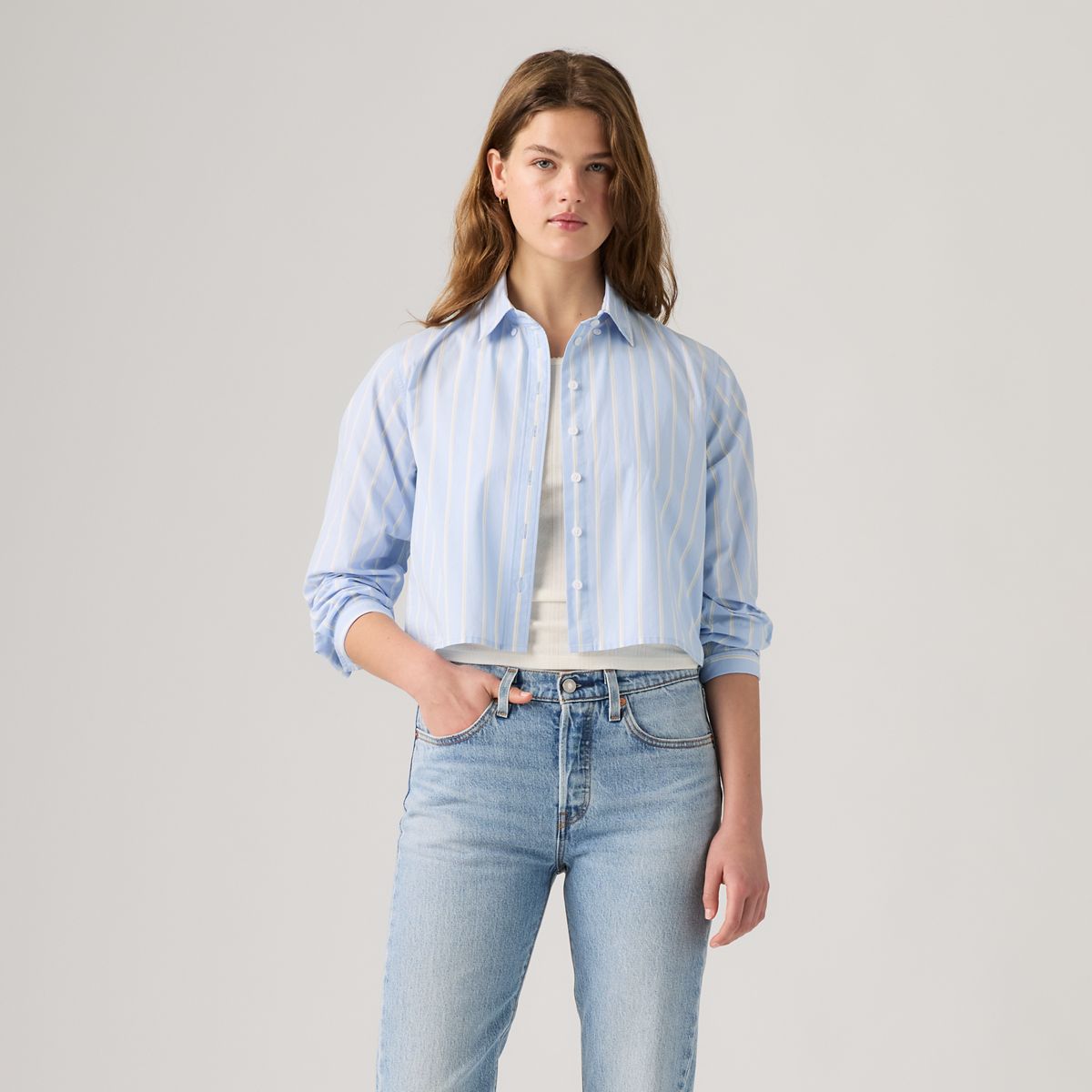 Sully Long-Sleeve Shirt — Adora Stripe Chambray Blue - Blue