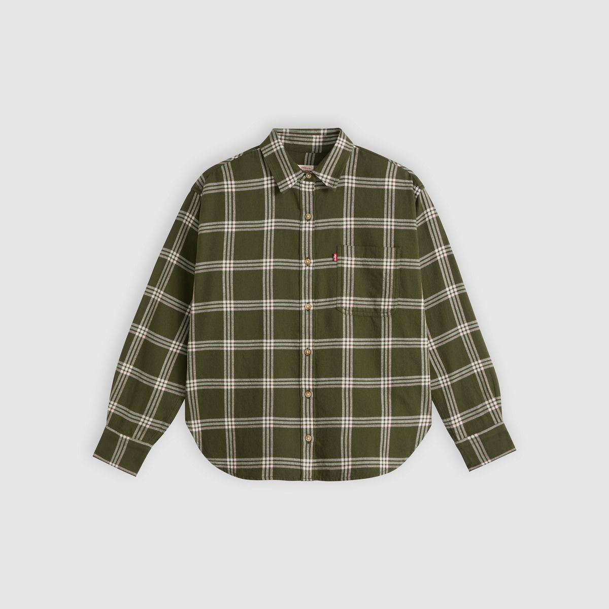 Nash Flannel Button Down Shirt — Vilja Windowpane Olive Night - Green