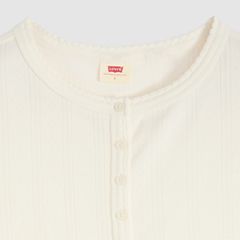 Dry Goods Pointelle Short-Sleeve Henley — Egret - White 6