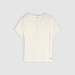 Dry Goods Pointelle Short-Sleeve Henley — Egret - White 5