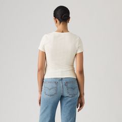 Dry Goods Pointelle Short-Sleeve Henley — Egret - White 4