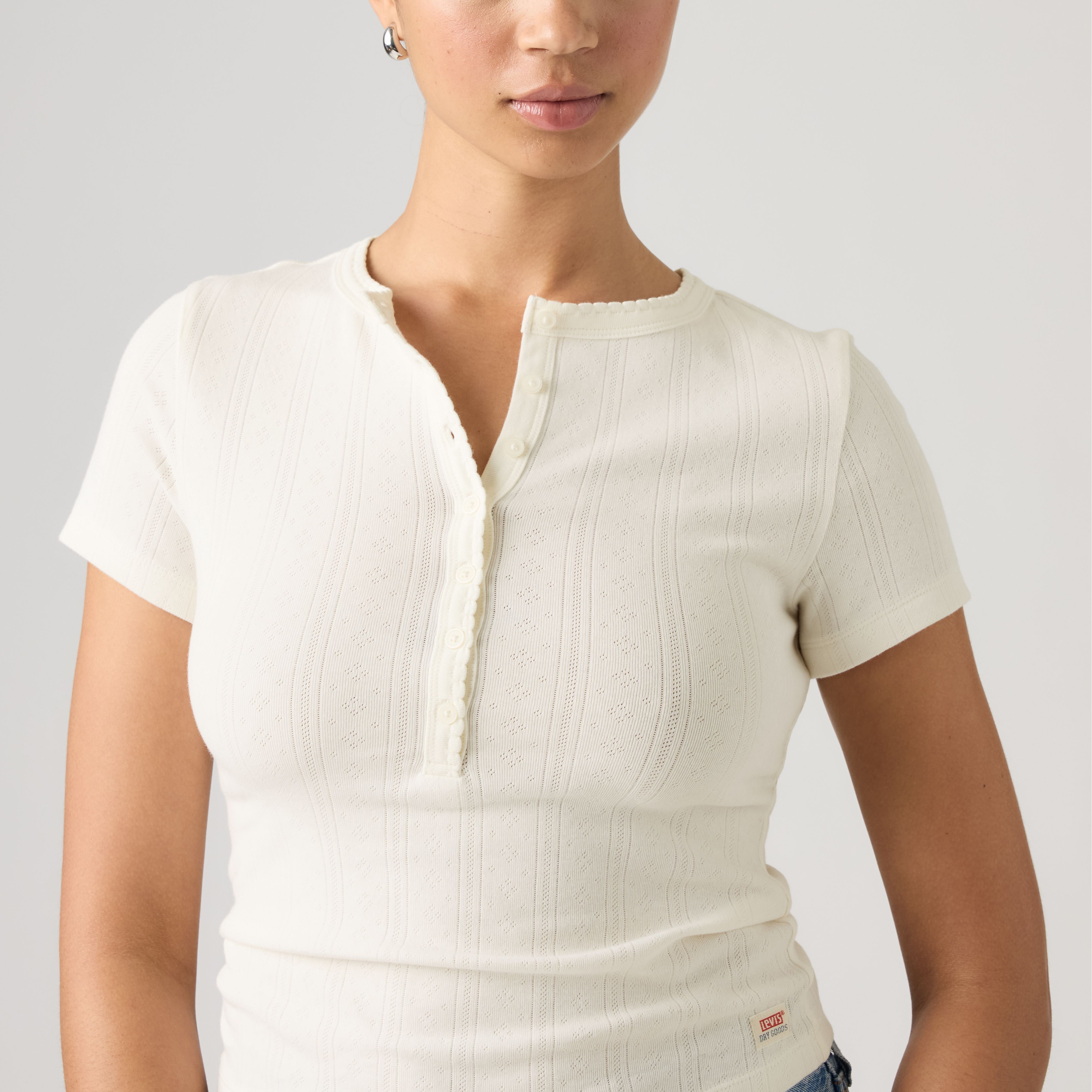 Dry Goods Pointelle Short-Sleeve Henley 2