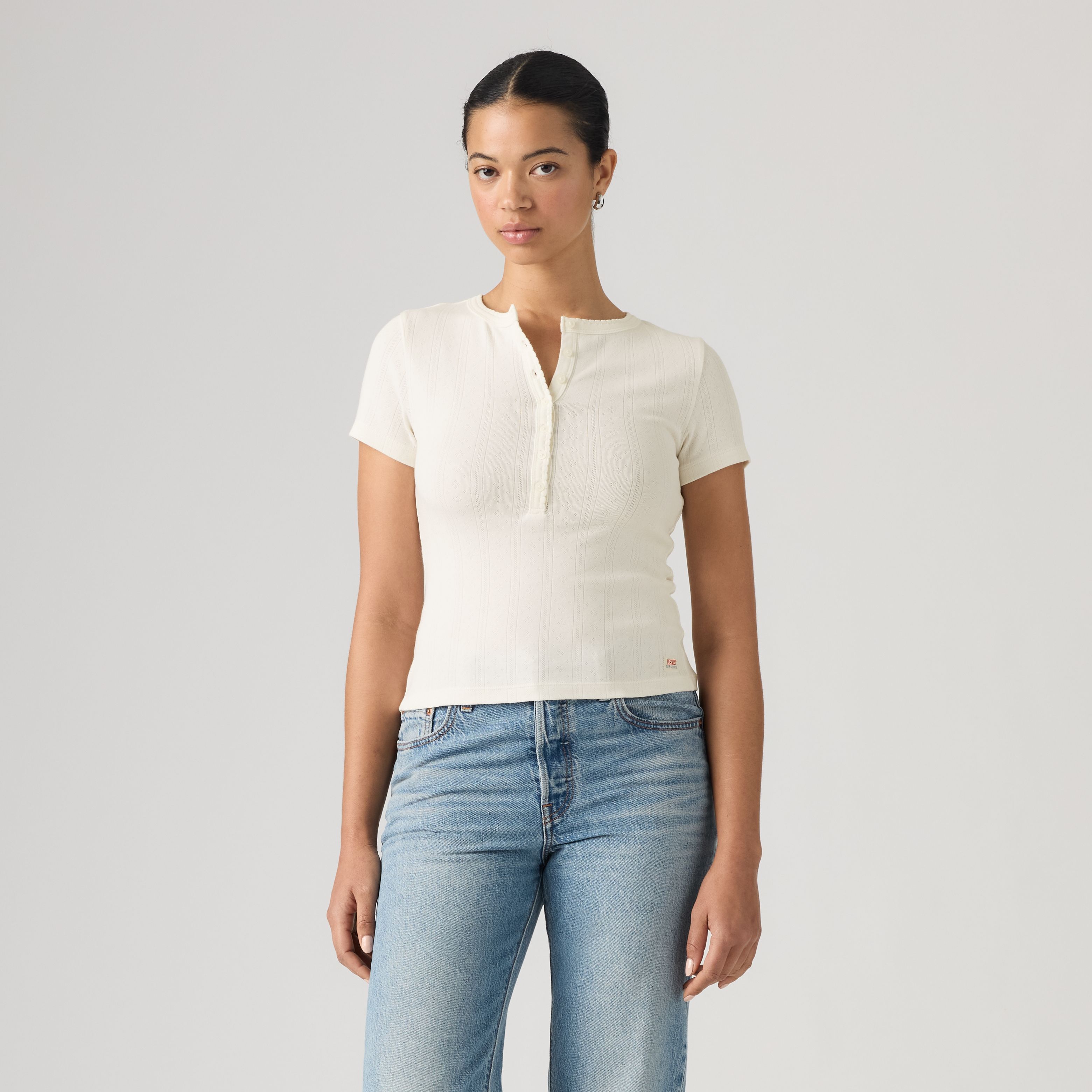 Dry Goods Pointelle Short-Sleeve Henley 3