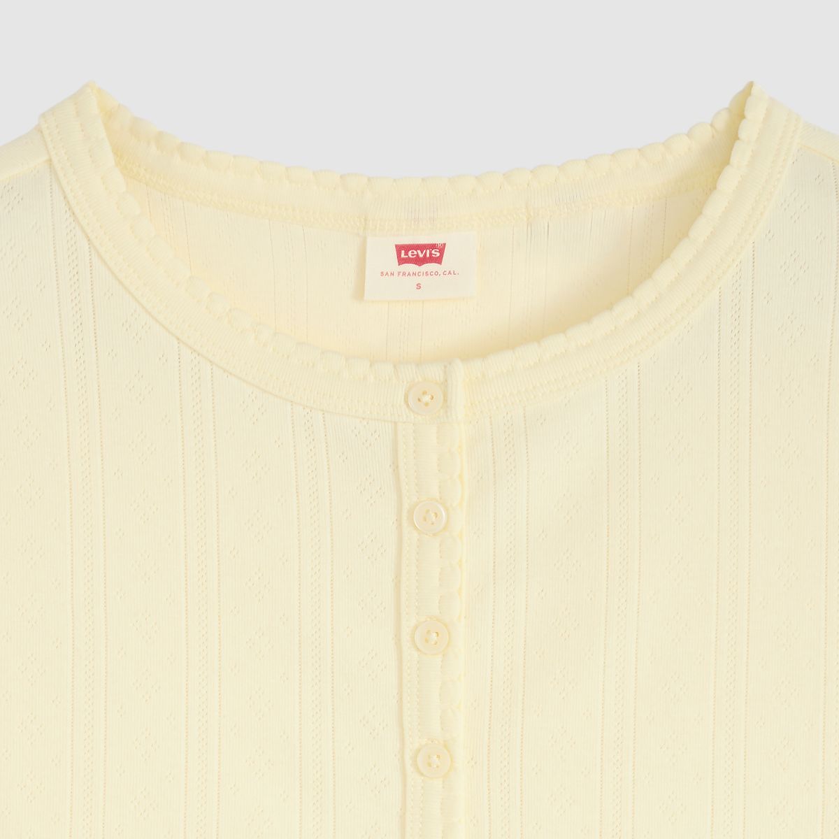 Dry Goods Pointelle Short-Sleeve Henley — Pear Sorbet - Yellow