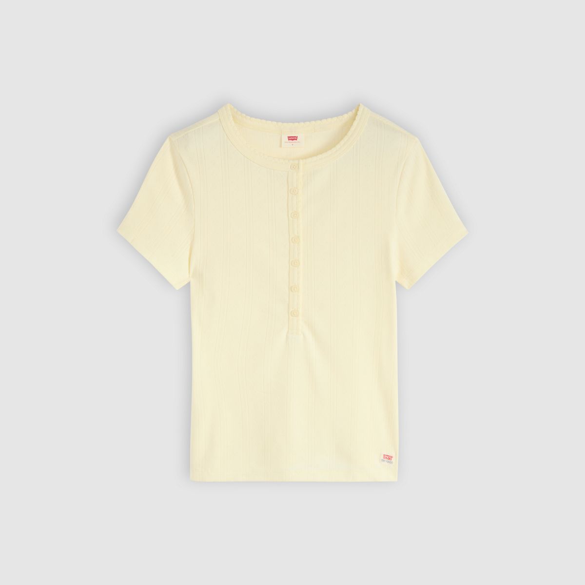 Dry Goods Pointelle Short-Sleeve Henley — Pear Sorbet - Yellow