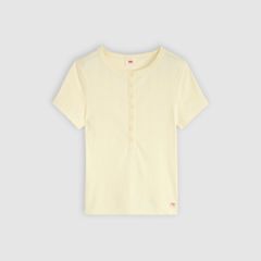 Dry Goods Pointelle Short-Sleeve Henley — Pear Sorbet - Yellow 5