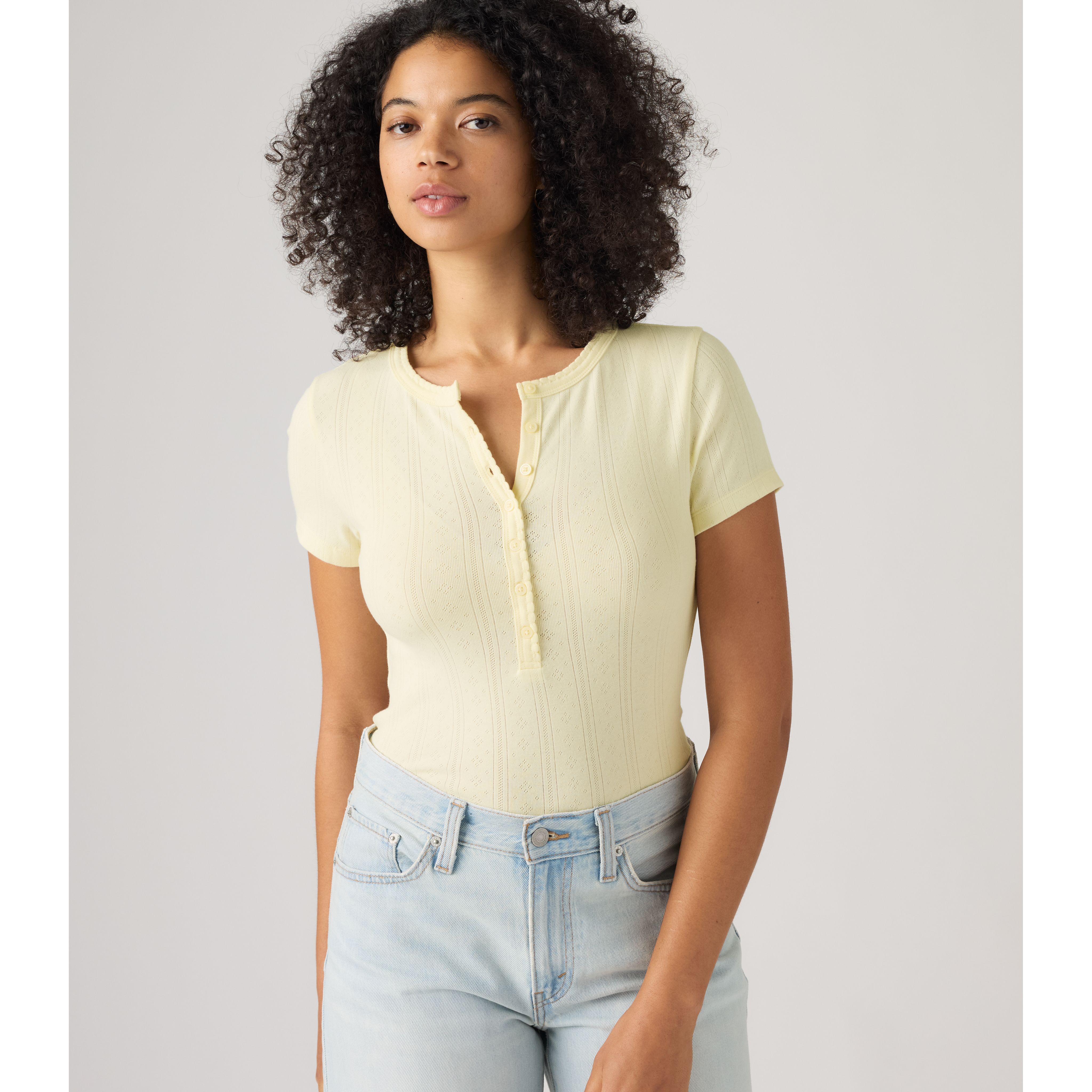 Dry Goods Pointelle Short-Sleeve Henley 1
