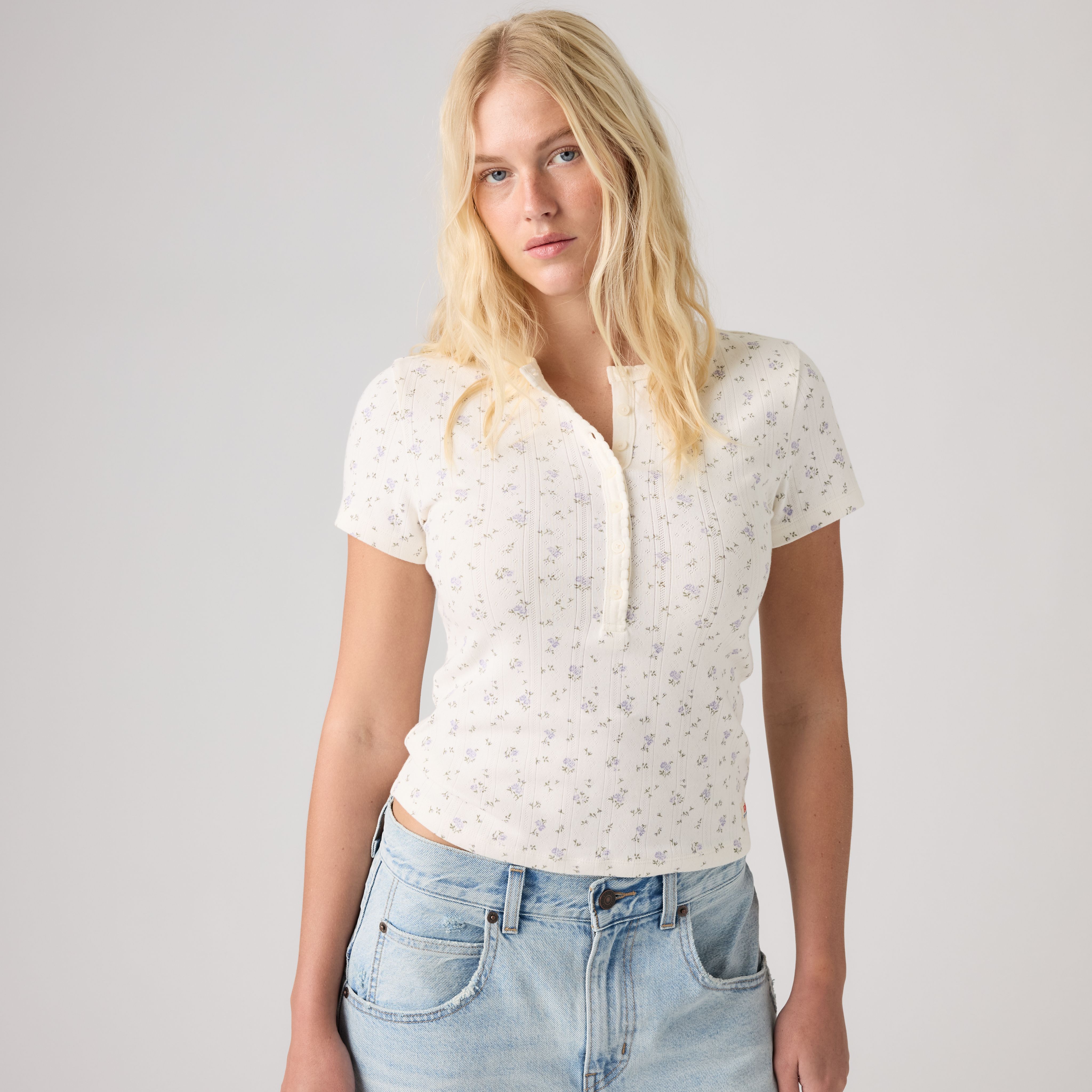 Dry Goods Pointelle Short-Sleeve Henley 15