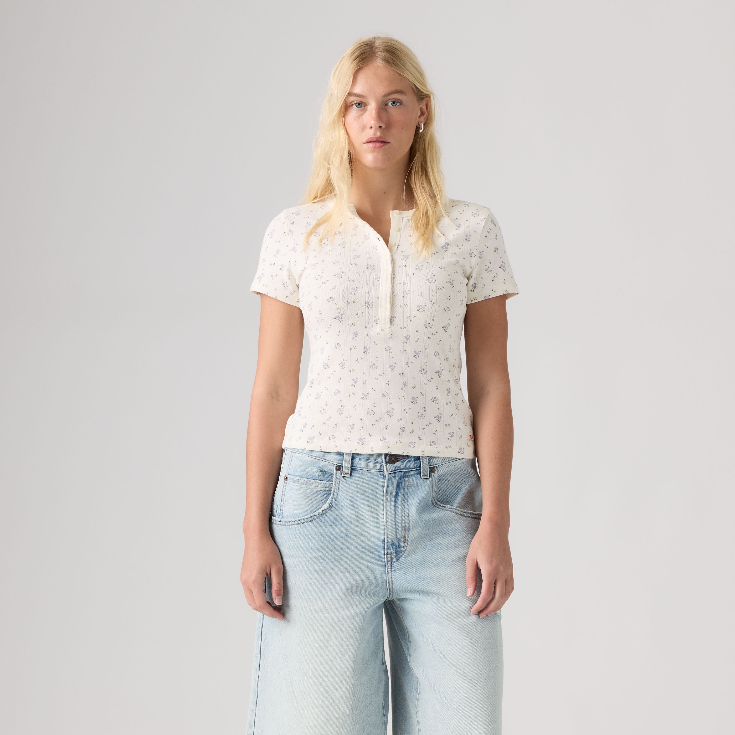 Dry Goods Pointelle Short-Sleeve Henley 3