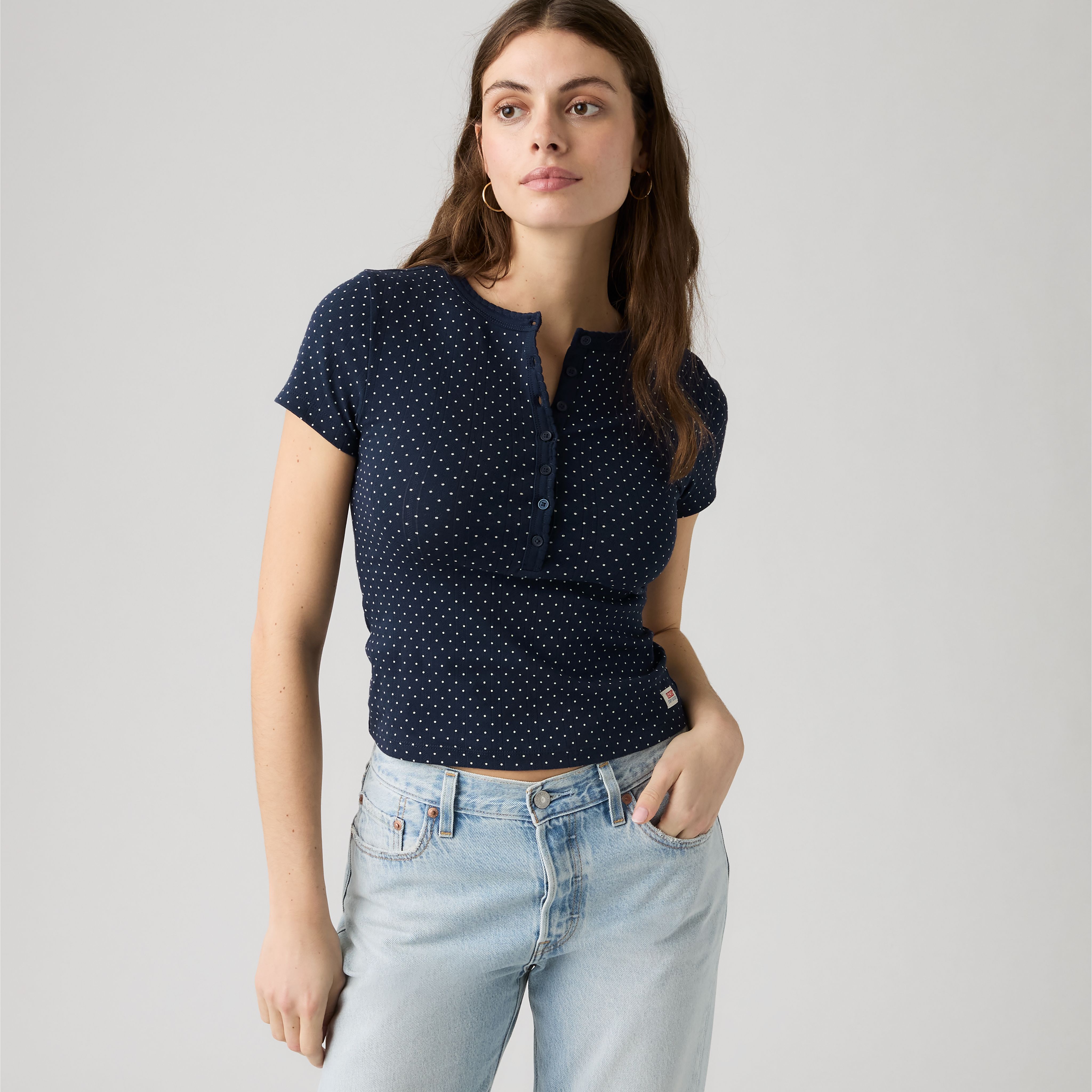 Dry Goods Pointelle Short-Sleeve Henley 12