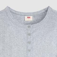 Dry Goods Pointelle Short-Sleeve Henley — Silver Heather Gray - Grey 6