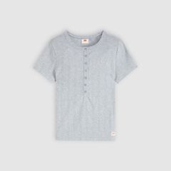 Dry Goods Pointelle Short-Sleeve Henley — Silver Heather Gray - Grey 5