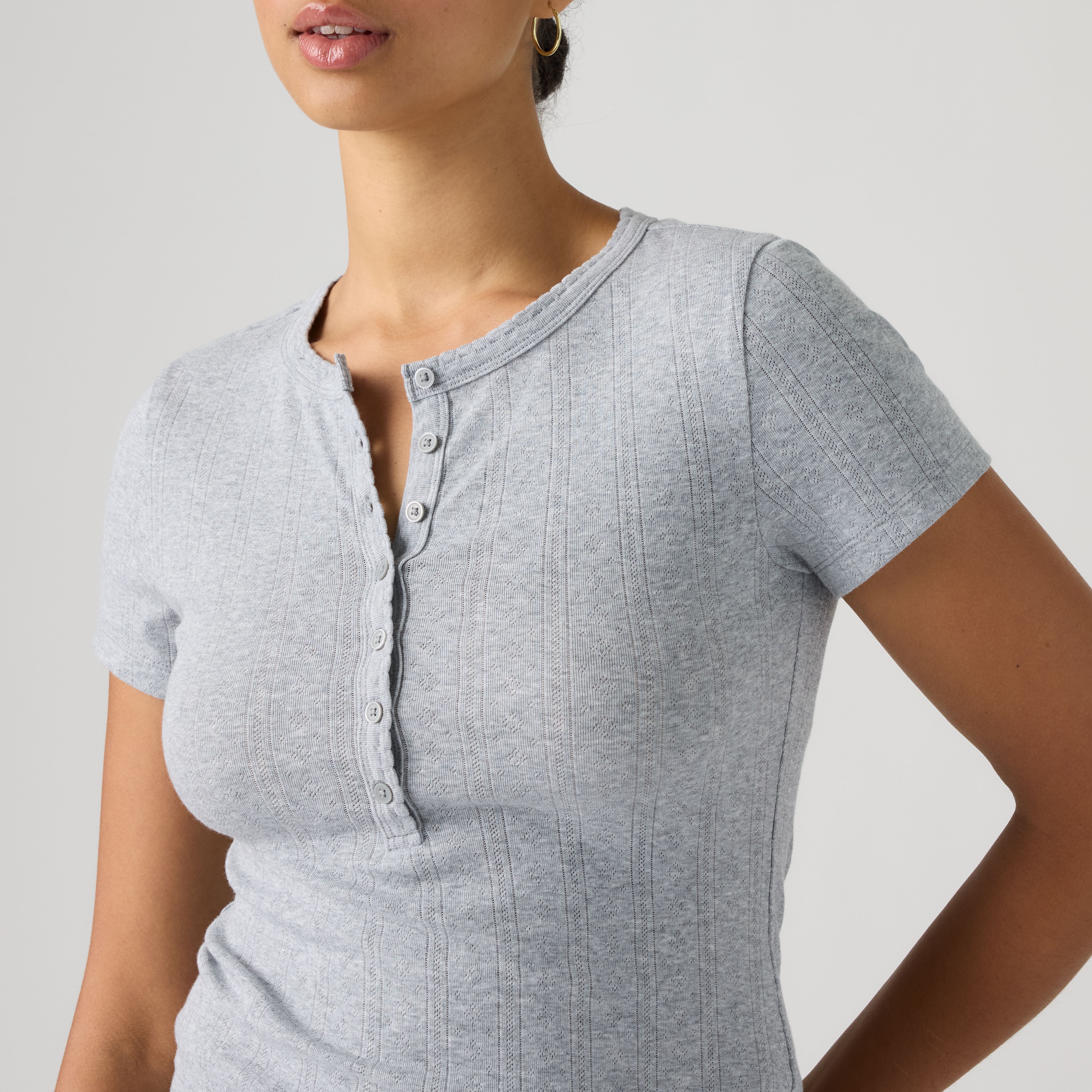 Dry Goods Pointelle Short-Sleeve Henley 2