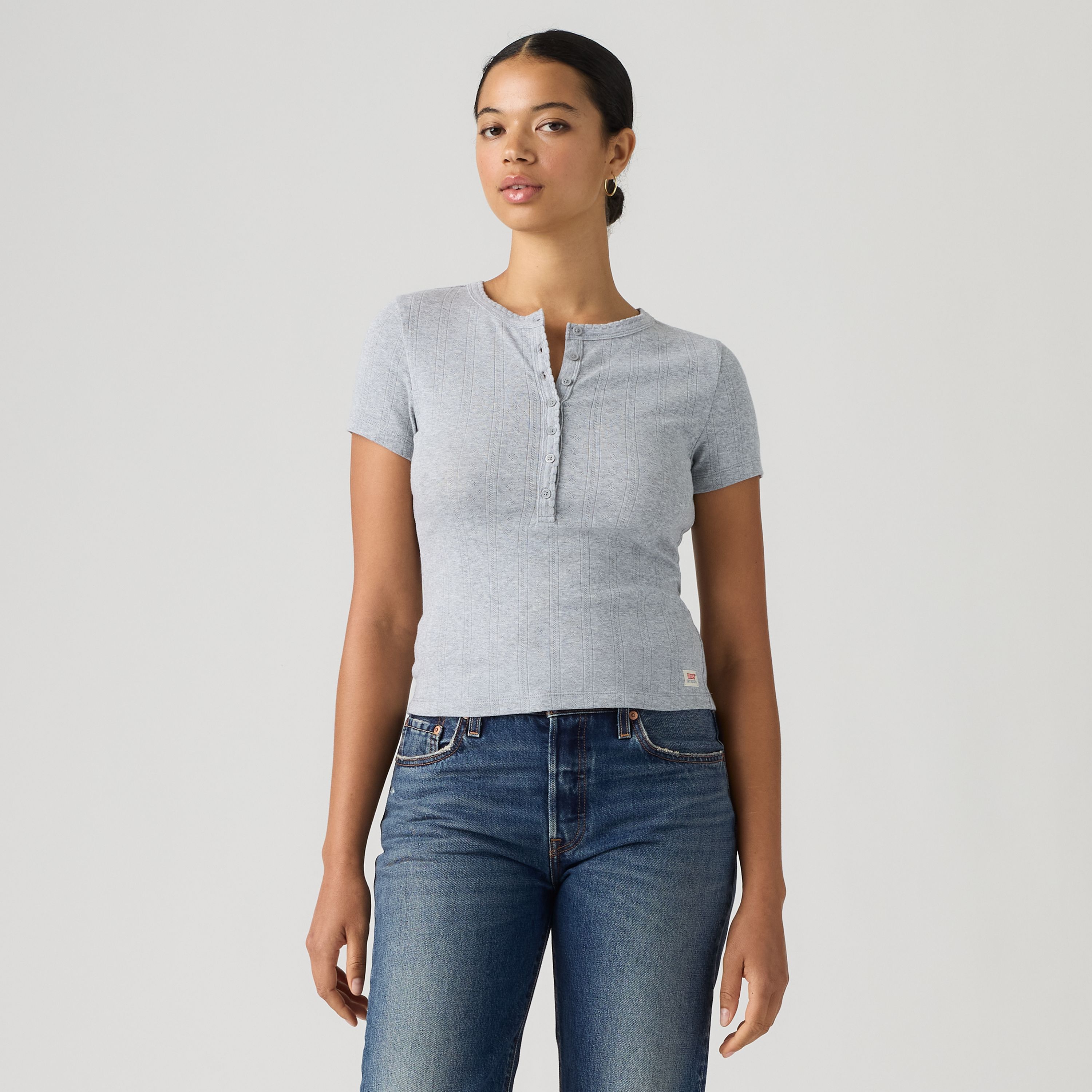Dry Goods Pointelle Short-Sleeve Henley 15