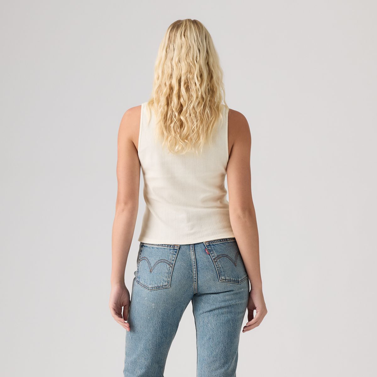 Dry Goods Pointelle Lace Tank — Egret - White
