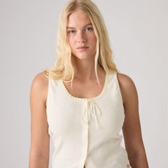 Dry Goods Pointelle Lace Tank — Egret - White 2