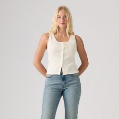 Dry Goods Pointelle Lace Tank — Egret - White 3