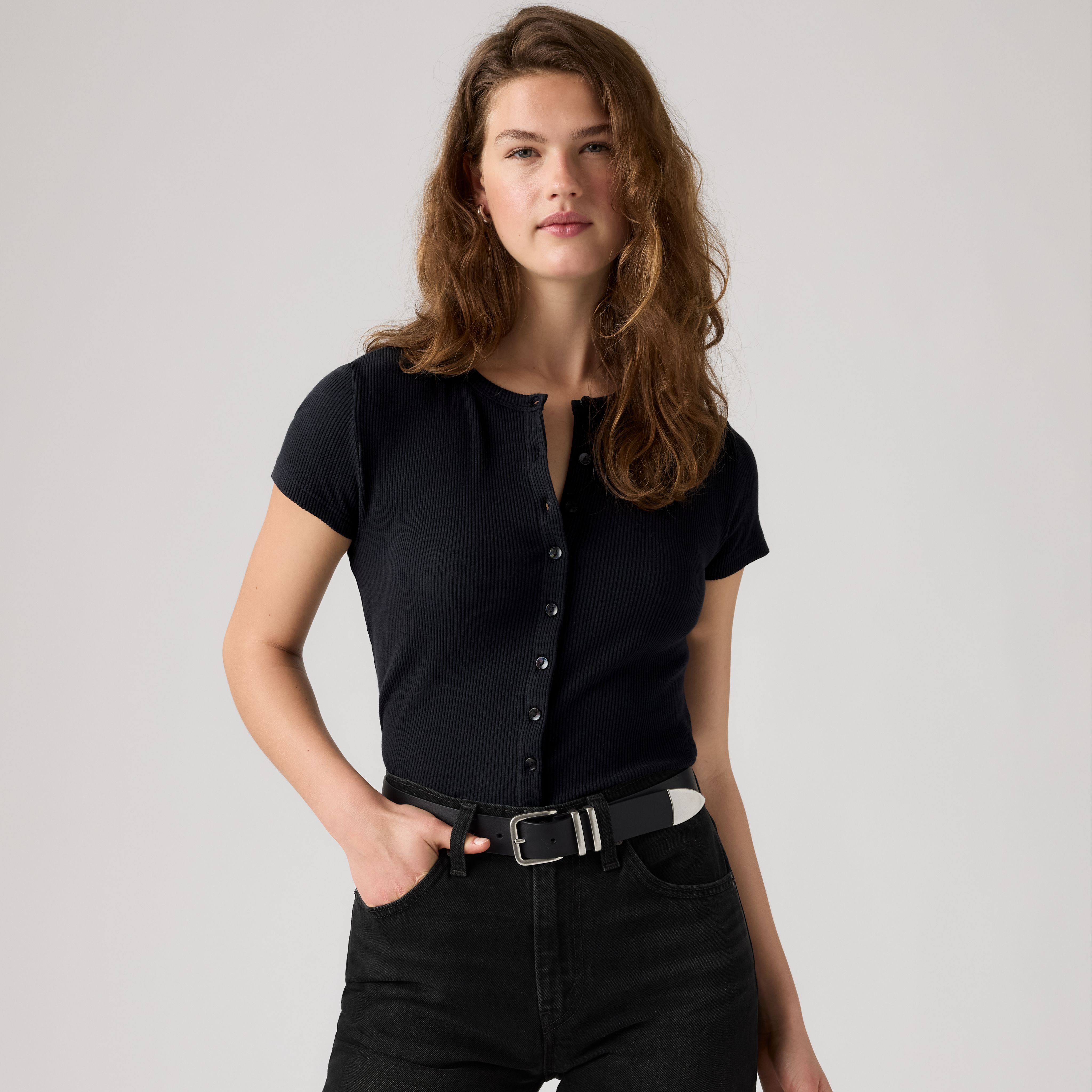 Rory Button Short-Sleeve Top 1