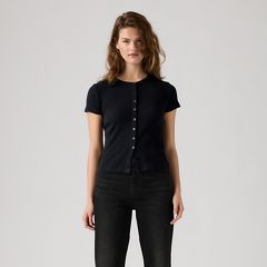 Rory Button-Through Short Sleeve Shirt — Anthracite Night - Black 3