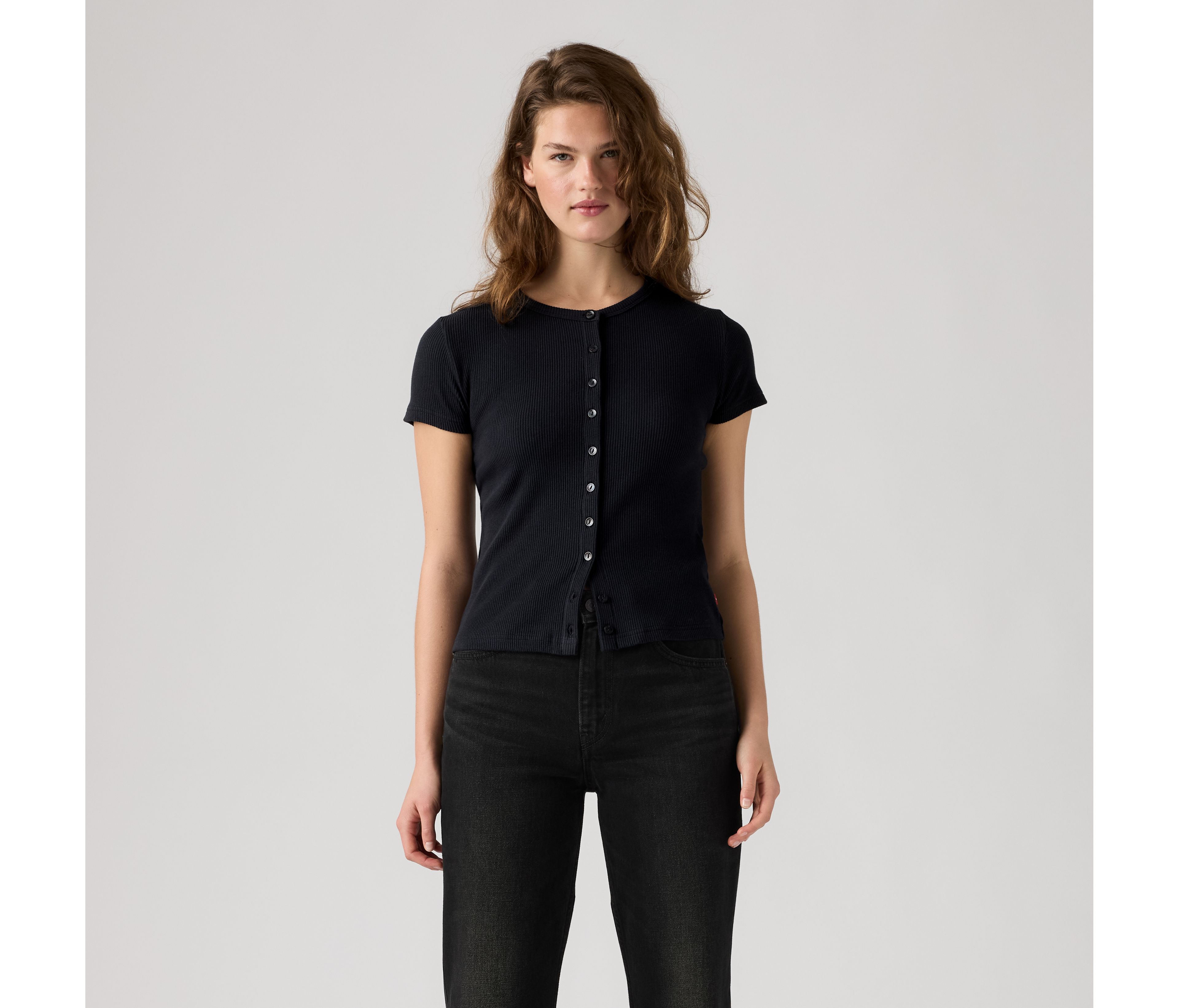 Rory Button Short-Sleeve Top