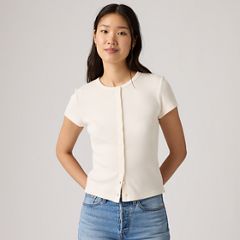Rory Button-Through Short Sleeve Shirt — Egret - White 1