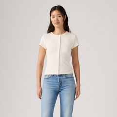 Rory Button-Through Short Sleeve Shirt — Egret - White 3