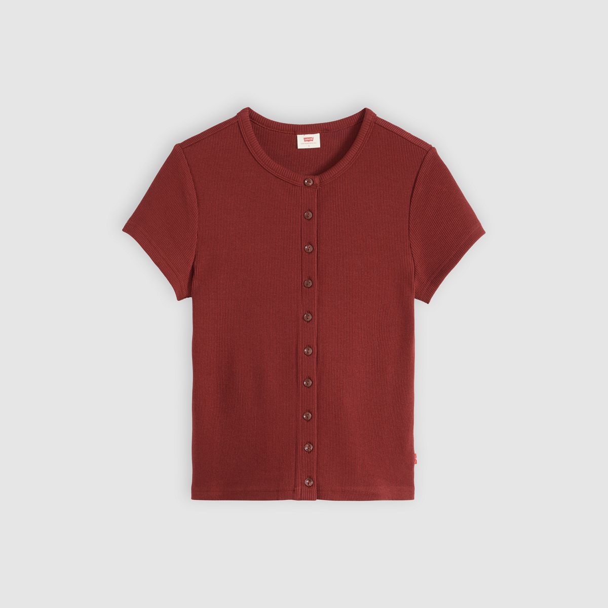 Rory Button-Through Short Sleeve Shirt — Warm Cabernet - Red