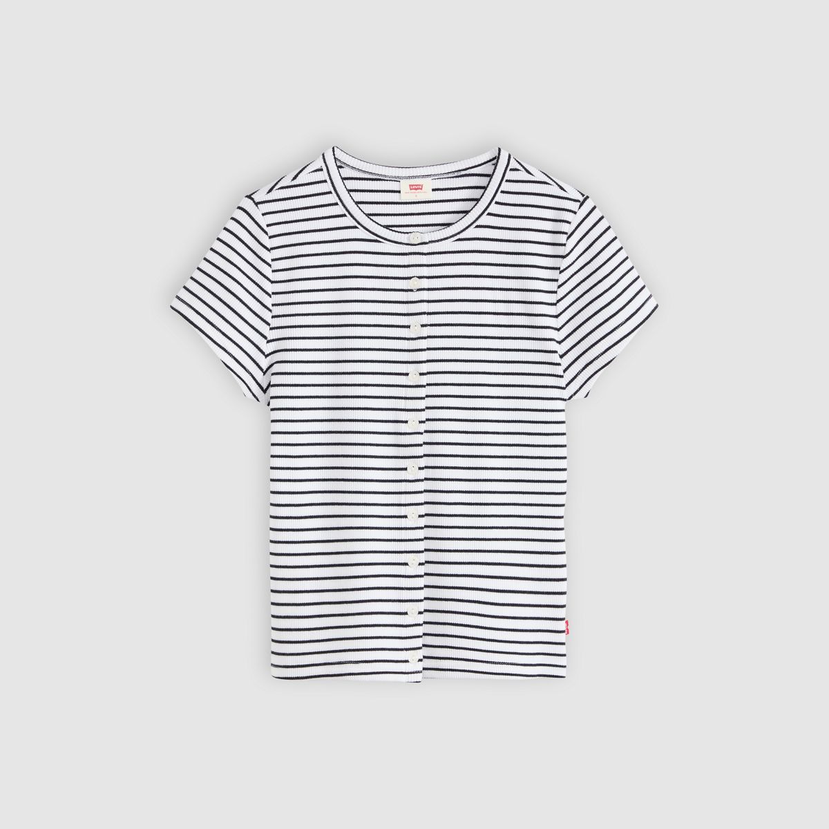 Rory Button-Through Short Sleeve Shirt — May Stripe Bright White - White