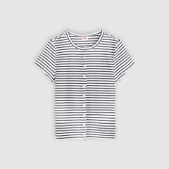 Rory Button-Through Short Sleeve Shirt — May Stripe Bright White - White 5