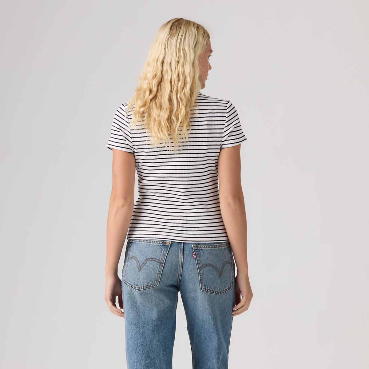 Rory Button-Through Short Sleeve Shirt — May Stripe Bright White - White