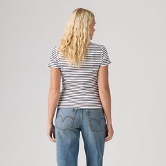 Rory Button-Through Short Sleeve Shirt — May Stripe Bright White - White 4