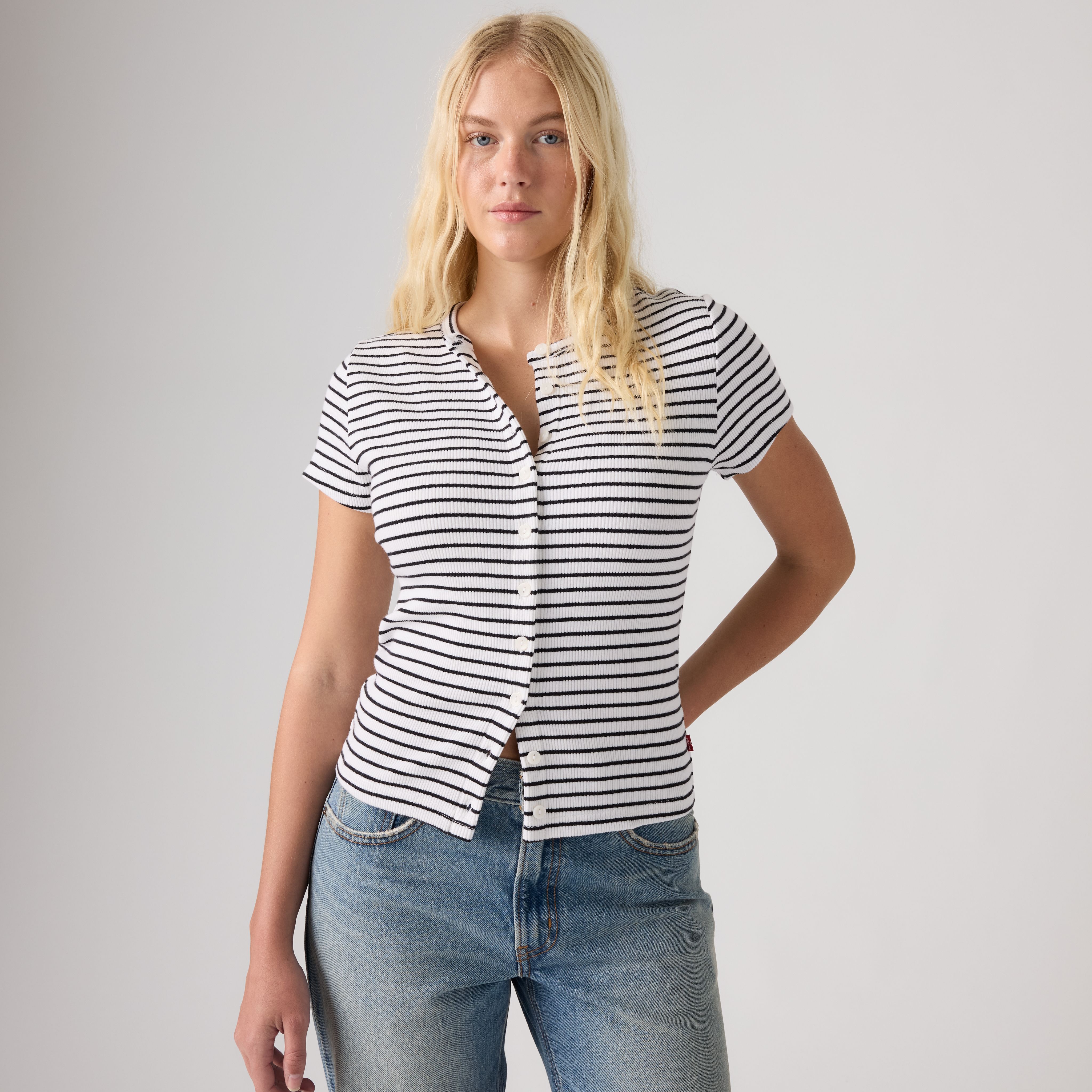Rory Button Short-Sleeve Top 1