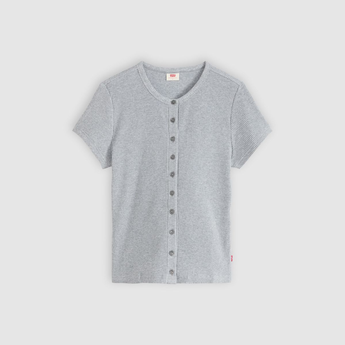 Rory Button-Through Short Sleeve Shirt — Silver Heather Gray - Grey