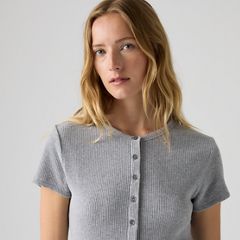 Rory Button-Through Short Sleeve Shirt — Silver Heather Gray - Grey 2