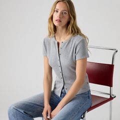 Rory Button-Through Short Sleeve Shirt — Silver Heather Gray - Grey 1
