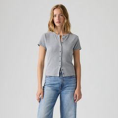Rory Button-Through Short Sleeve Shirt — Silver Heather Gray - Grey 3