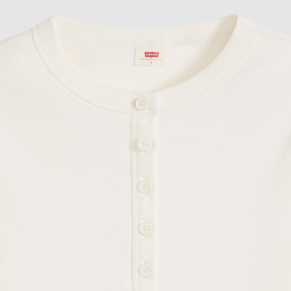 Essential Long-Sleeve Henley — Egret - White