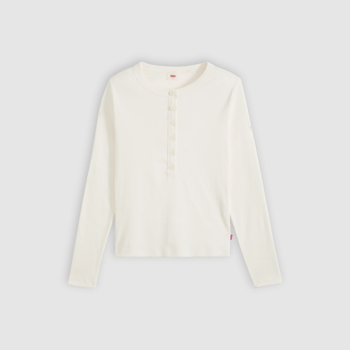 Essential Long-Sleeve Henley — Egret - White