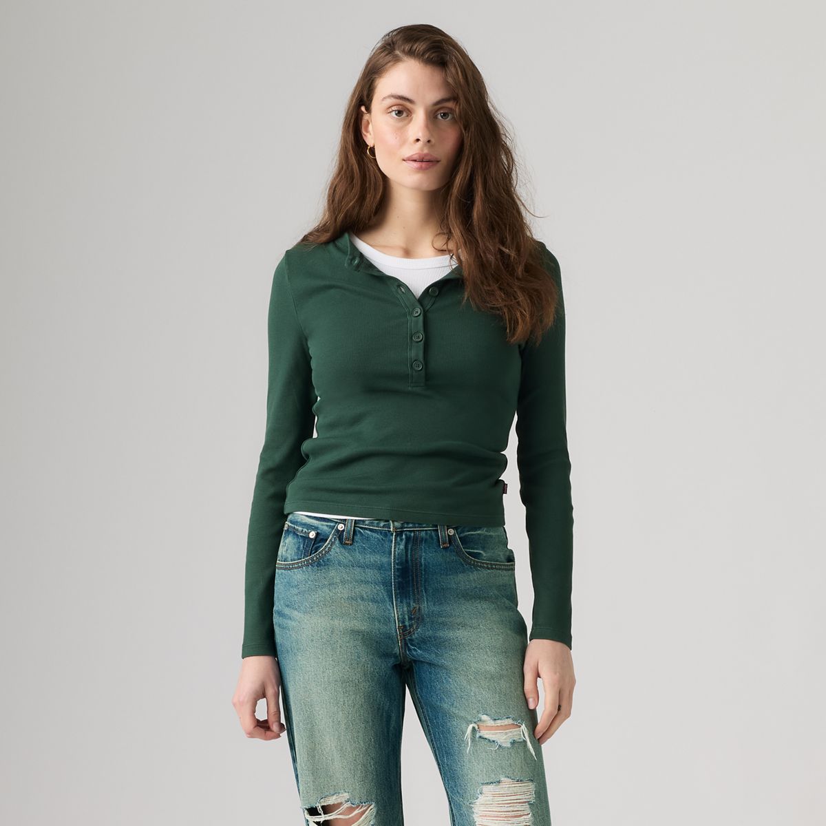 Essential Long-Sleeve Henley — Garment Dye Pine Grove - Green