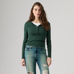 Essential Long-Sleeve Henley — Garment Dye Pine Grove - Green 3