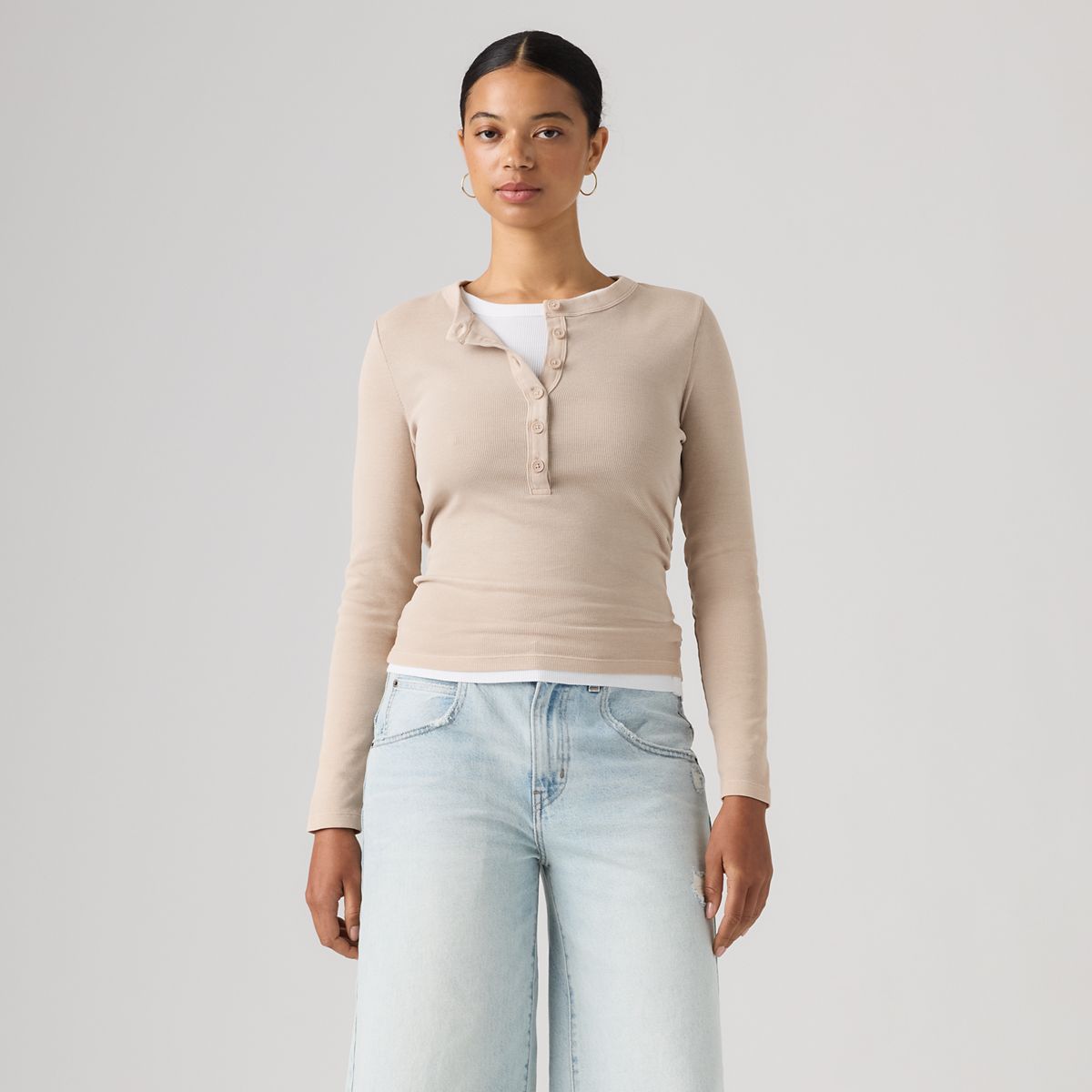 Essential Long-Sleeve Henley — Garment Dye Chateau Gray - Grey