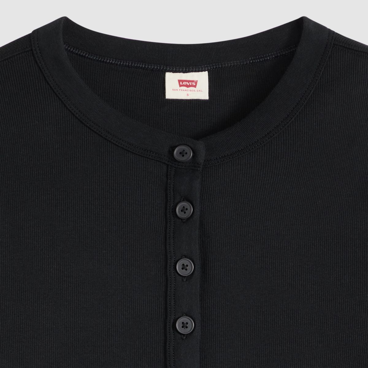 Essential Long-Sleeve Henley — Anthracite Night - Black