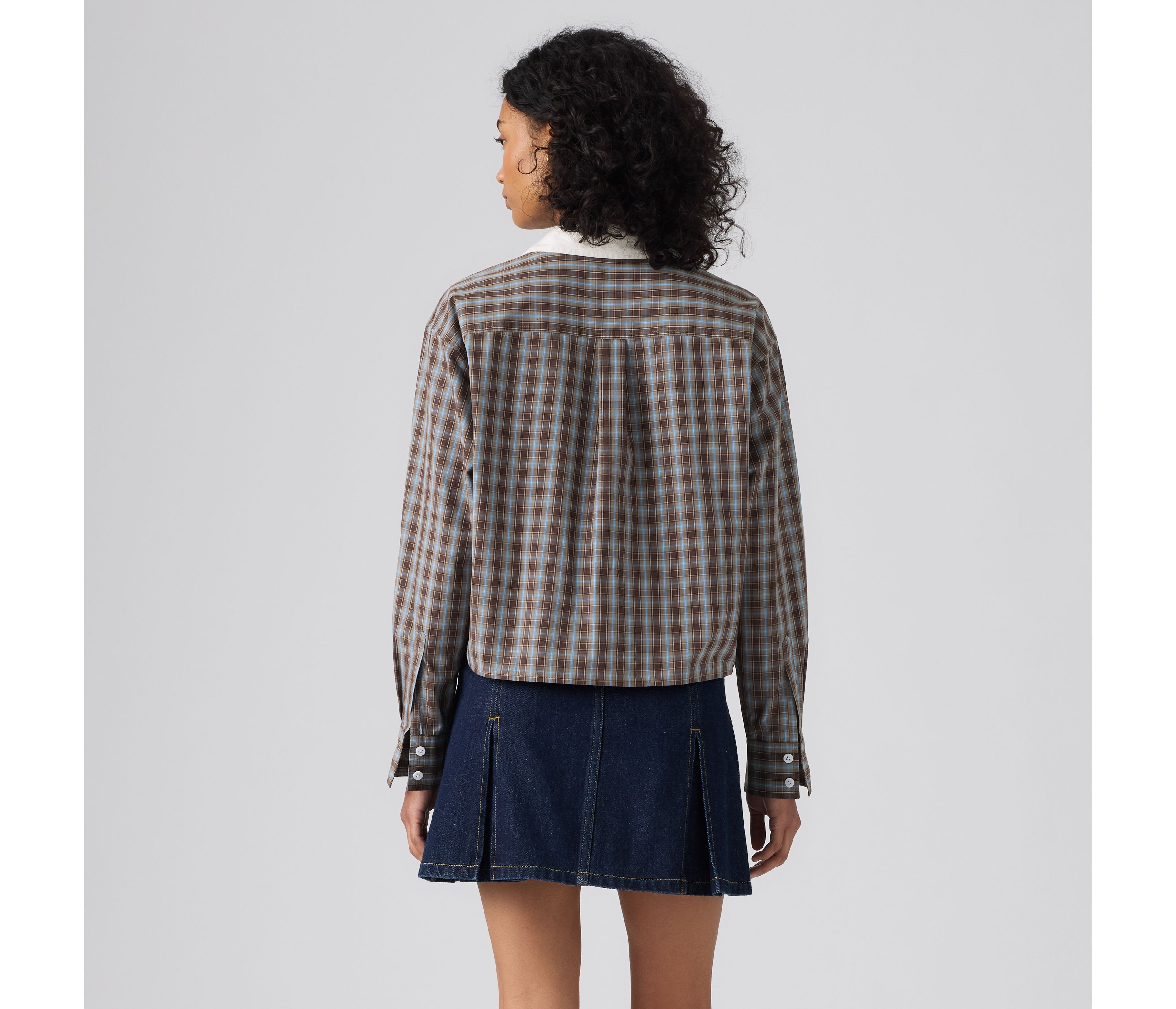 Harlie Boyfriend Cropped Novelty Button Down Shirt