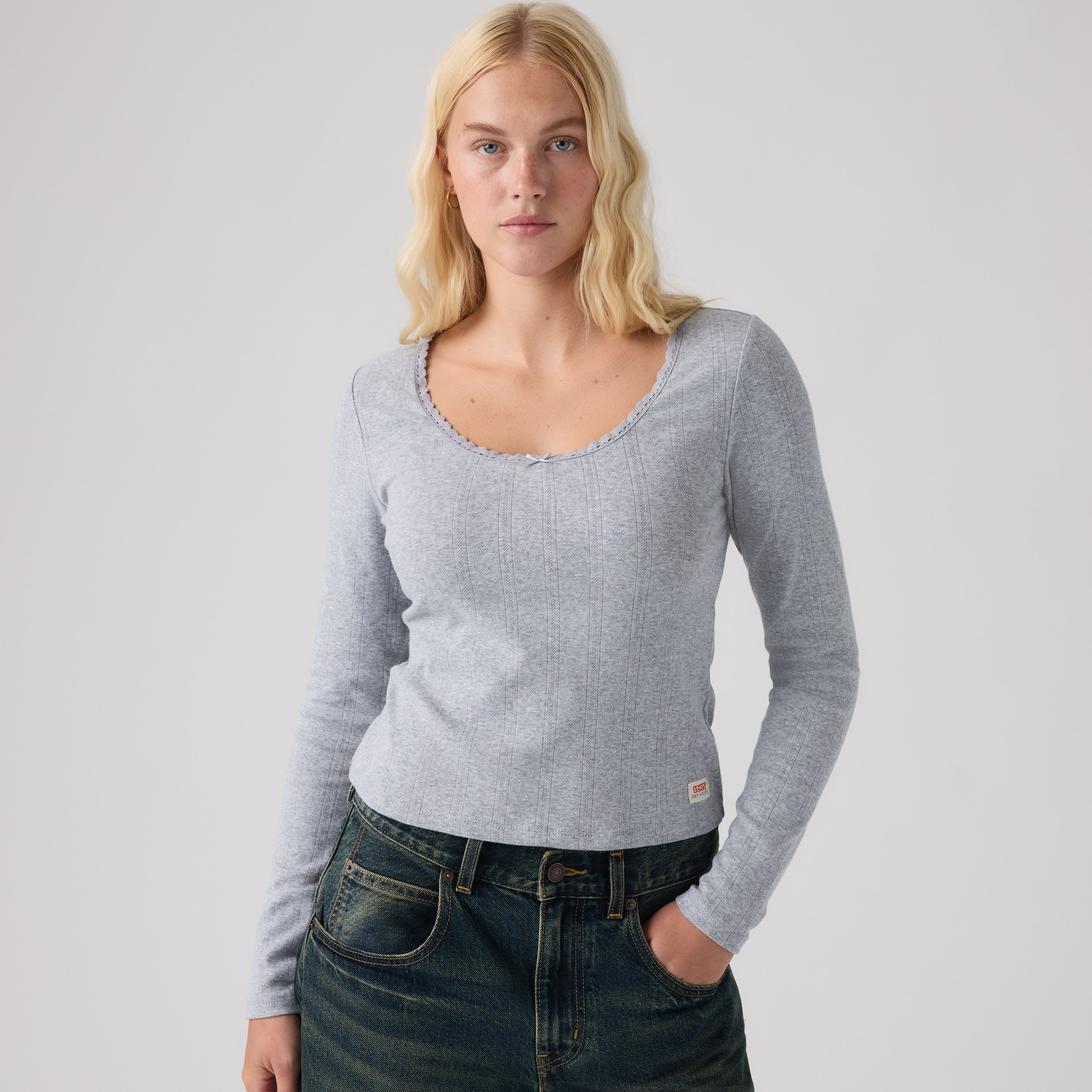Dry Goods Pointelle Lace Long-Sleeve Top 1